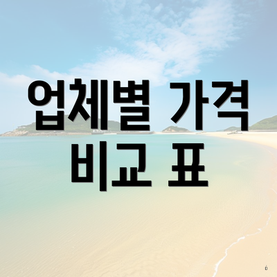 업체별 가격 비교 표