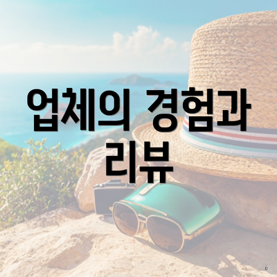 업체의 경험과 리뷰