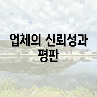 업체의 신뢰성과 평판