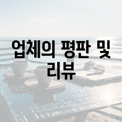 업체의 평판 및 리뷰