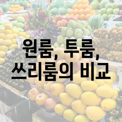 원룸, 투룸, 쓰리룸의 비교