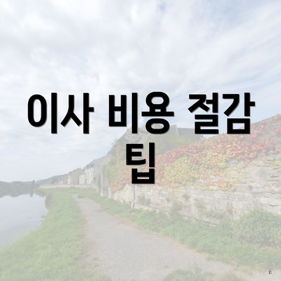 이사 비용 절감 팁