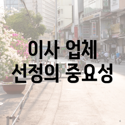 이사 업체 선정의 중요성