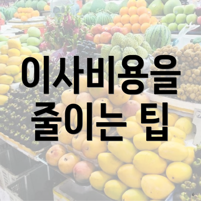 이사비용을 줄이는 팁