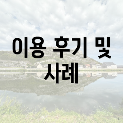 이용 후기 및 사례