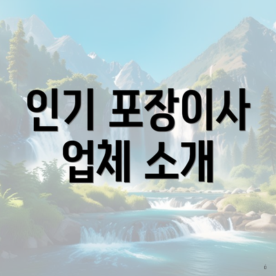 인기 포장이사 업체 소개