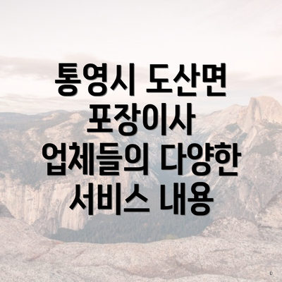 통영시 도산면 포장이사 업체들의 다양한 서비스 내용