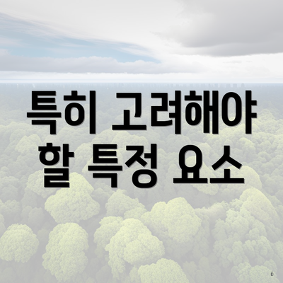 특히 고려해야 할 특정 요소