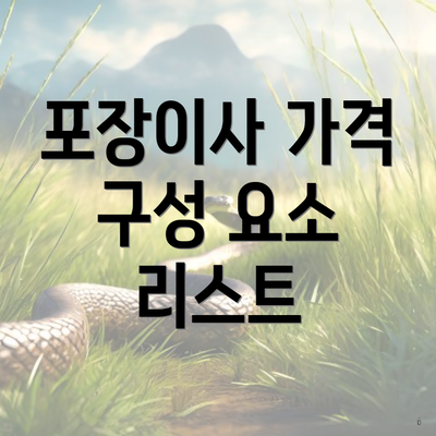 포장이사 가격 구성 요소 리스트