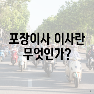 포장이사 이사란 무엇인가?