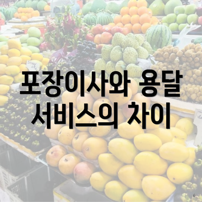 포장이사와 용달 서비스의 차이