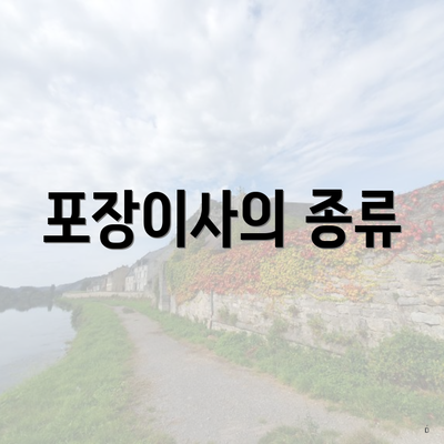 포장이사의 종류