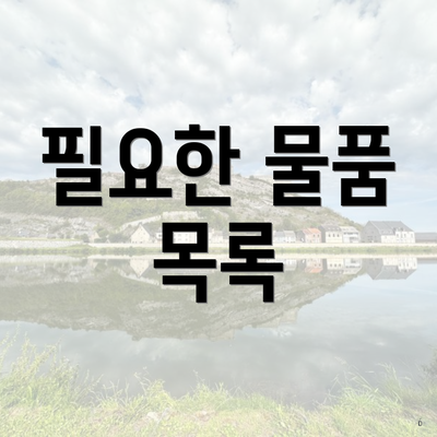 필요한 물품 목록