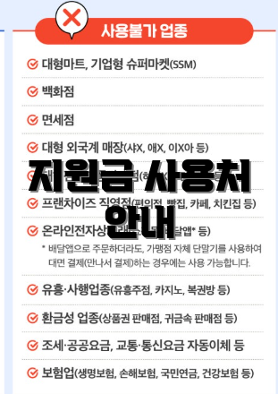 지원금 사용처 안내